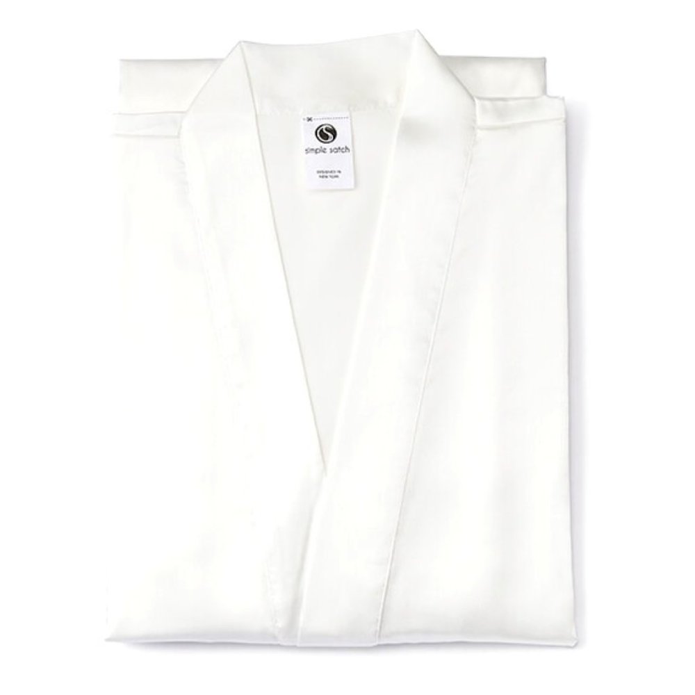 SIMPLE SATCH Satin Kimono Robe in Pearl NEW!